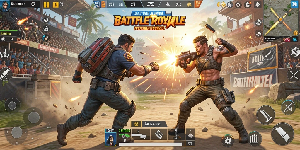 Gameplay seru di <strong>2757</strong> dengan pertempuran Battle Royale yang intens.