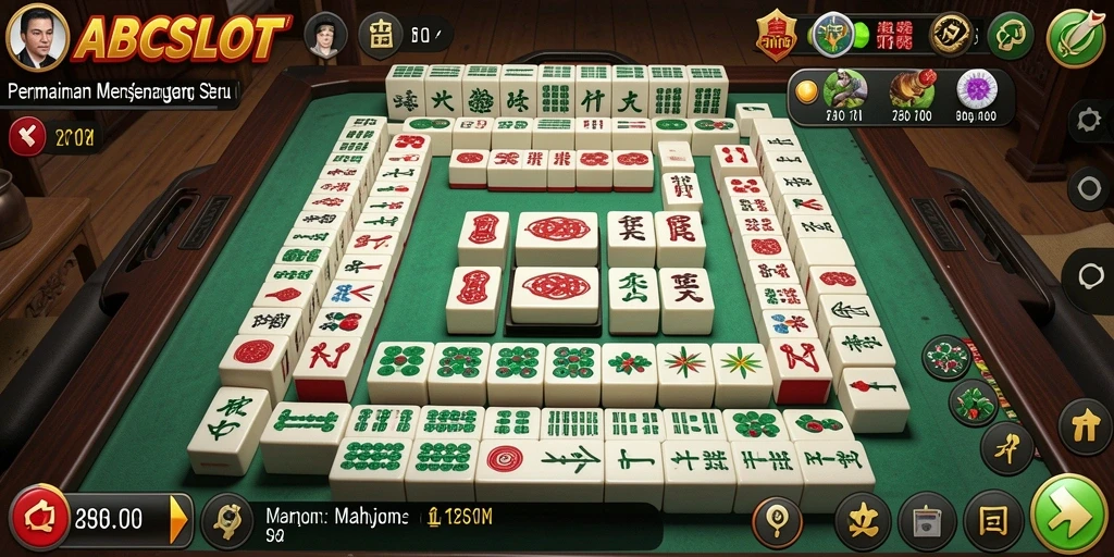 Screenshot gameplay ABCSLOT menampilkan serunya permainan Mahjong yang klasik.