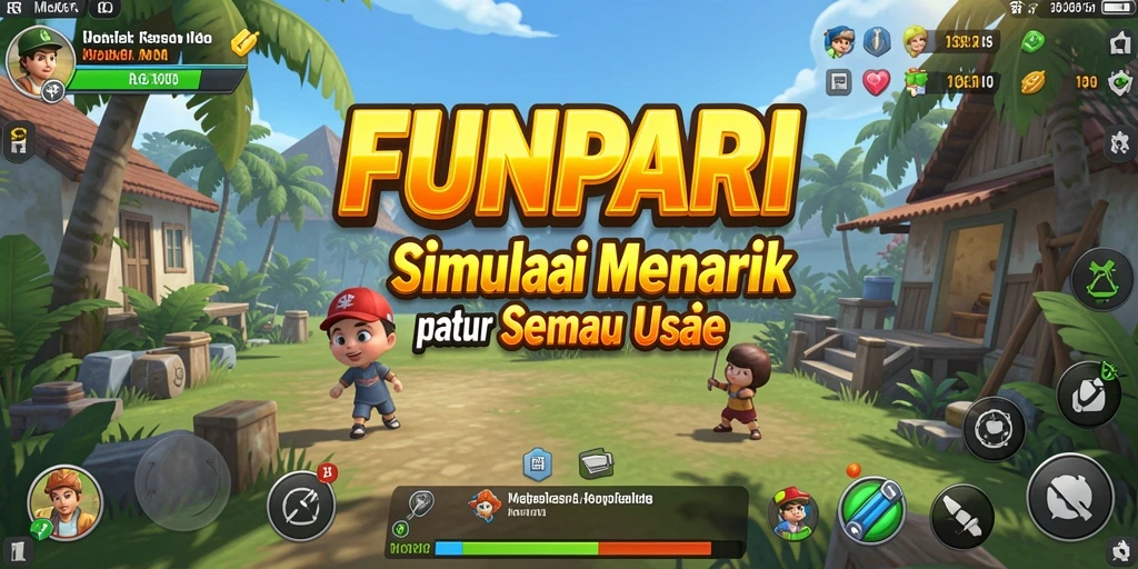 Screenshot utama menunjukkan petualangan seru dalam dunia simulasi FUNPARI.