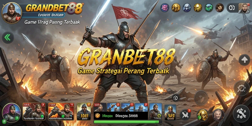 Tampilan gameplay menarik dari GRANDBET88 dengan strategi perang