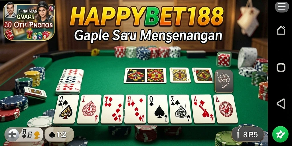 Screenshot utama HAPPYBET188 menampilkan serunya permainan Gaple.