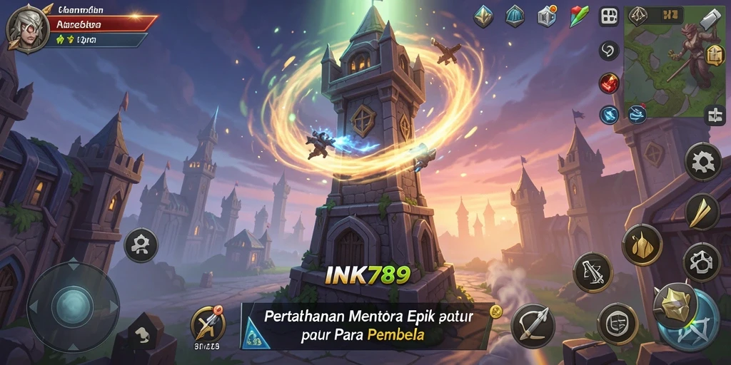 Tampilan permainan INK789 yang menegangkan dalam Tower Defense.