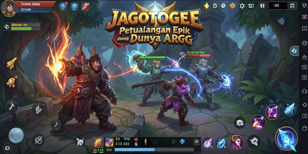Screenshot gameplay JAGOTOGEL dengan pertempuran seru di dunia fantasi.