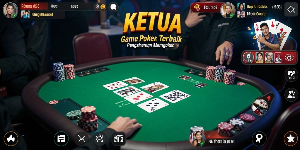 Screenshot menampilkan aksi seru permainan poker di KETUA.
