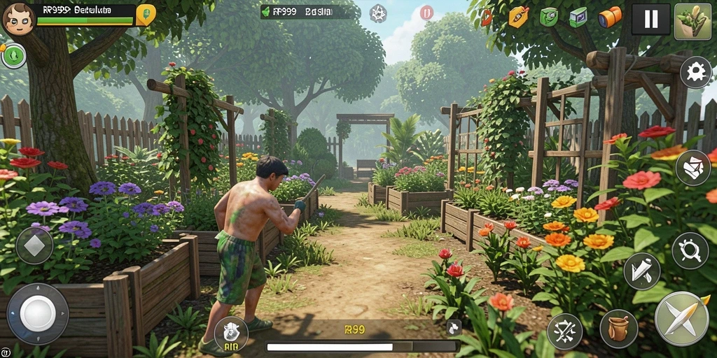 Tampilan gameplay menarik dalam berkebun di RR999.