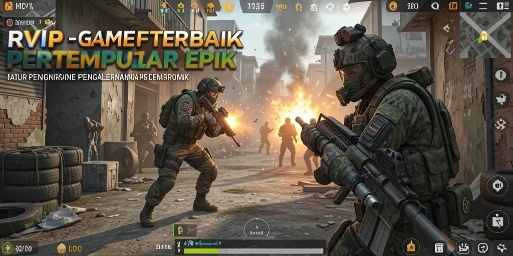 Screenshot menunjukkan aksi mendebarkan dalam game FPS RVIP.