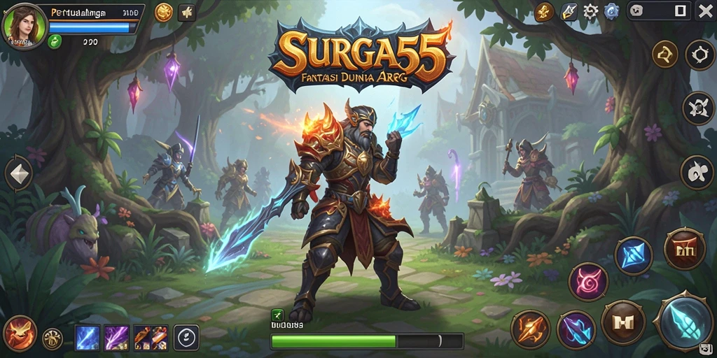 Tangkapan layar gameplay SURGA55 yang menampilkan aksi seru dalam pertarungan ARPG.
