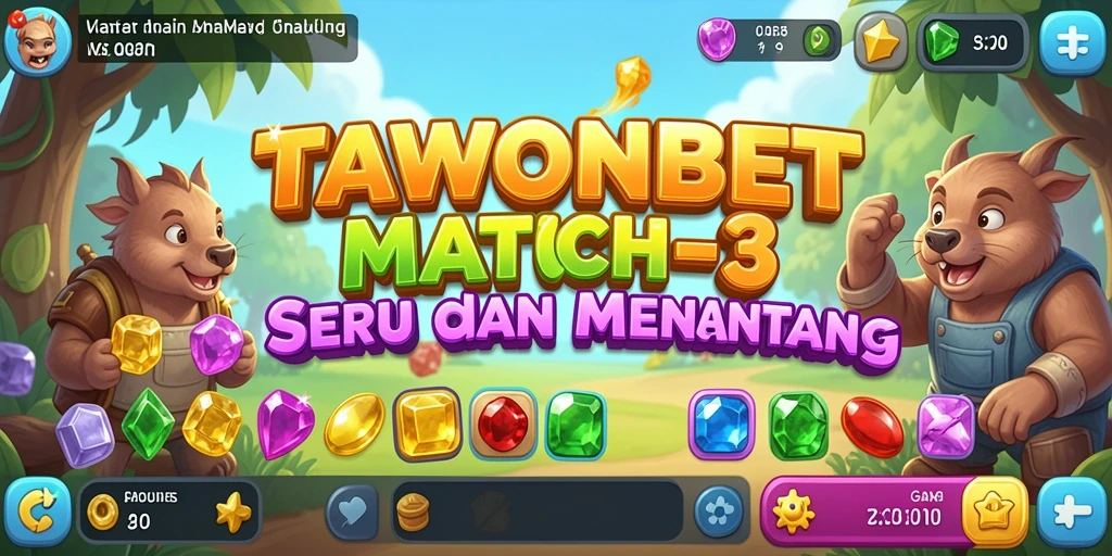 Tampilan gameplay seru TAWONBET dalam genre Match-3.