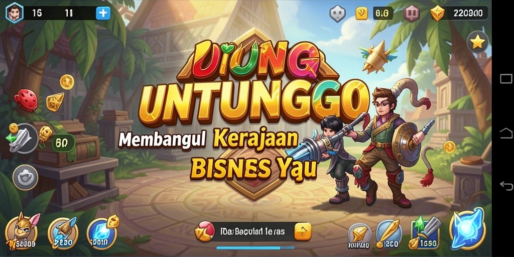 Screenshot utama UNTUNGGO menunjukkan gameplay seru dan strategi Tycoon.