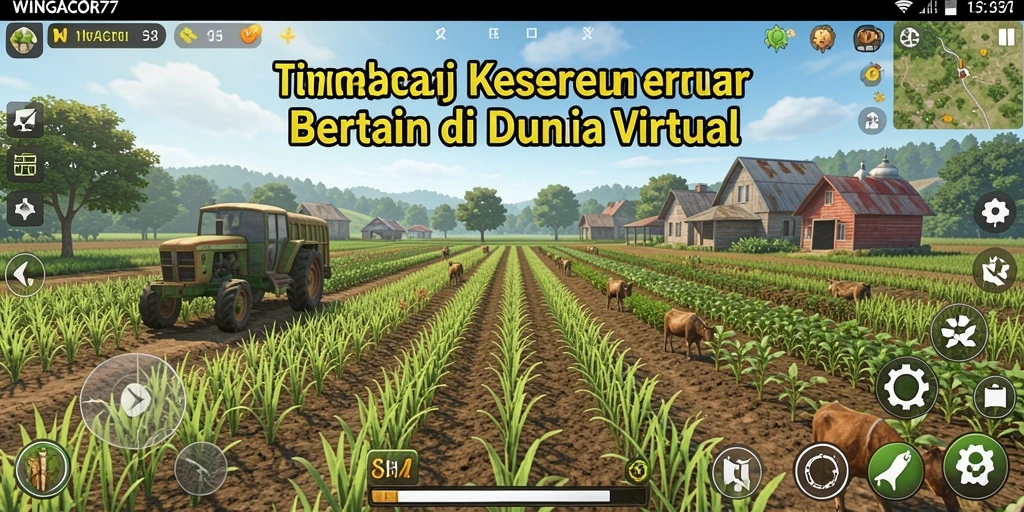 Tampilan screenshot gameplay WINGACOR77 dengan aktivitas bertani yang seru.